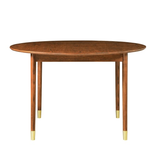 Table à manger ronde extensible 120-155x120cm bois foncé