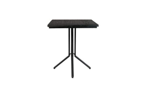 Meubles Tables à manger | Table de bar carrée en bois et métal H93cm noir - ZS48496