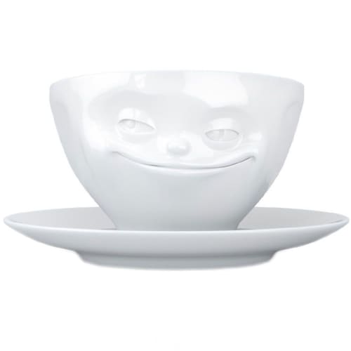 Art de la table Bols, tasses et mugs | Tasse et sous tasse humeur en porcelaine 200ml - KH57055