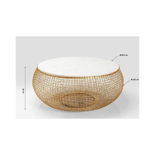 Meubles Tables basses | Table basse ronde en marbre blanc et acier doré - BV46163