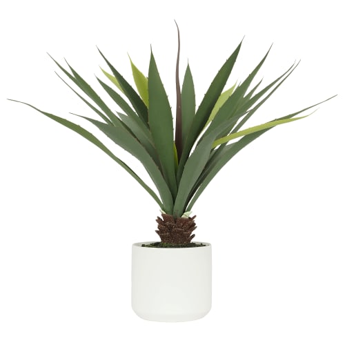 Jardin Plantes d'intérieur et fleurs d'intérieur | Aloe Vera Artificielle, Pot Céramique Blanc, H.50cm, Vert - GJ50943