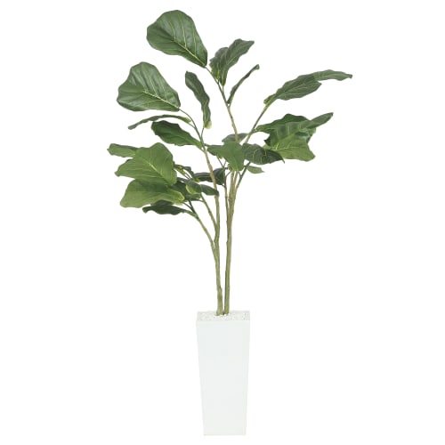 ficus lyrata artificiel en pot ceramique blanc 125 cm plante tropicale maisons du monde