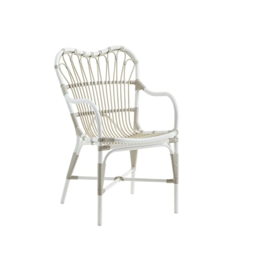 Jardin Chaises de jardin | Chaise repas en aluminium et fibre synthétique blanc - QH20508