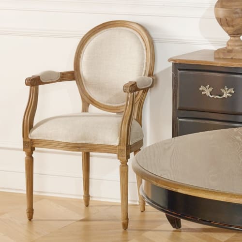 Canapés et fauteuils Fauteuils | Fauteuil médaillon en lin naturel - KC68355