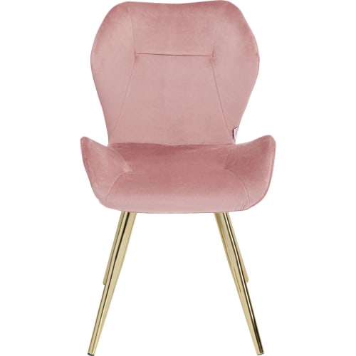 Meubles Chaises | Chaise rétro en velours rose et acier doré - GG27075