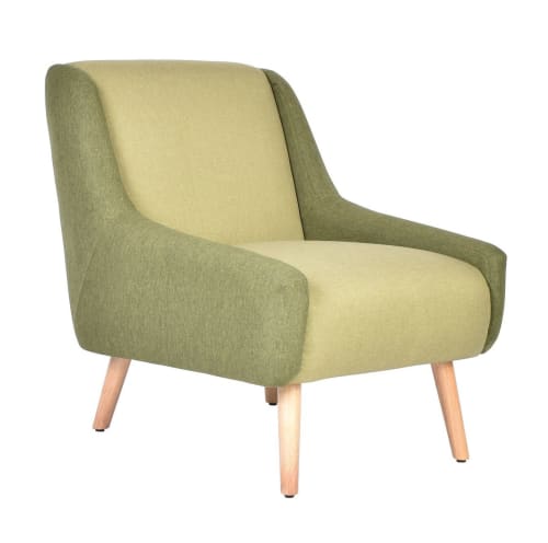 Canapés et fauteuils Fauteuils | Fauteuil rétro tissu bicolore vert - ZE07667
