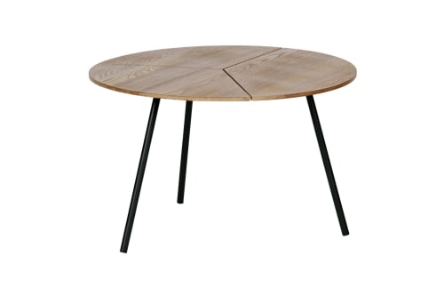 Meubles Tables basses | Table basse ronde chêne et métal 38x60cm - HT83410