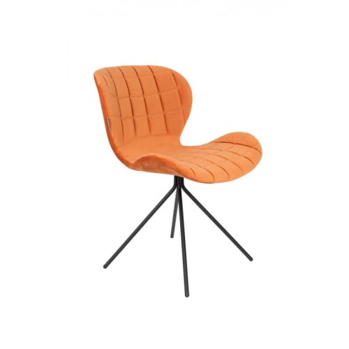 Meubles Chaises | Chaise design en velours orange - IZ65613