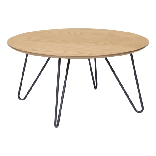 Meubles Tables basses | Table basse ronde bois clair et pieds métal - SE00209