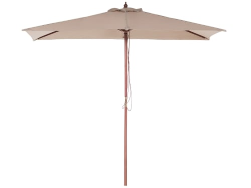 Parasol De Jardin En Bois Avec Toile Beige Sable 144 X 195 Cm FLAMENCO ...