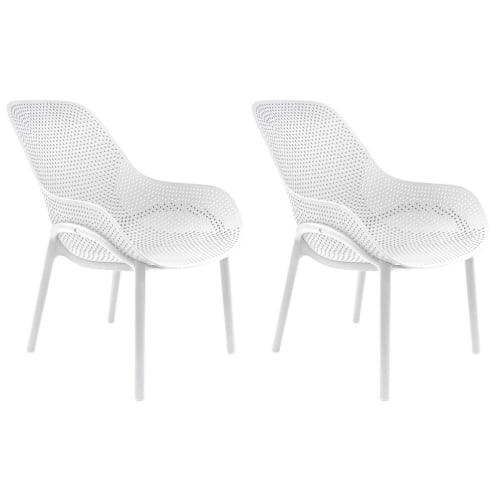 Jardin Fauteuils de jardin | Lot  de 2 fauteuils coque plastique blanche - ZP41005