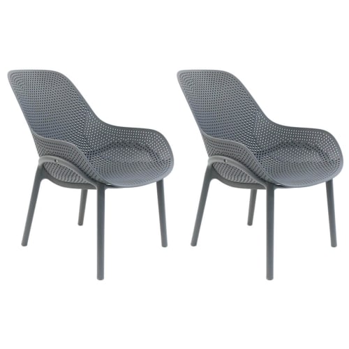 Jardin Fauteuils de jardin | Lot  de 2 fauteuils coque plastique grise - WS66117