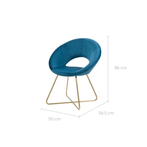 Canapés et fauteuils Fauteuils | Fauteuil en velours bleu et pieds en métal doré - MX99954