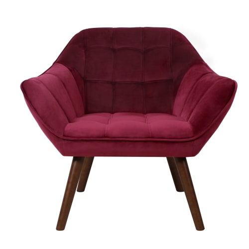 Canapés et fauteuils Fauteuils | Fauteuil en velours bordeaux avec accoudoirs - EV59025