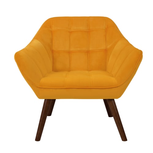Canapés et fauteuils Fauteuils | Fauteuil en velours jaune avec accoudoirs - AY34206