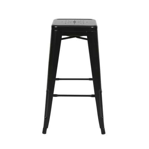 Tabouret De Bar 74 Cm En Metal Noir Mat Lot De 2 Indus Maisons Du Monde