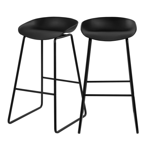 Chaise de bar 76 cm en plastique noir (lot de 2) YOSHI  Maisons du Monde