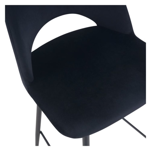 Chaise de bar mihauteur 65 cm en velours noir (lot de 2) PÉNÉLOPE