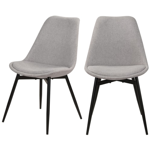 Meubles Chaises | Chaise en tissu gris clair chiné et pieds en métal (x2) - VF89127