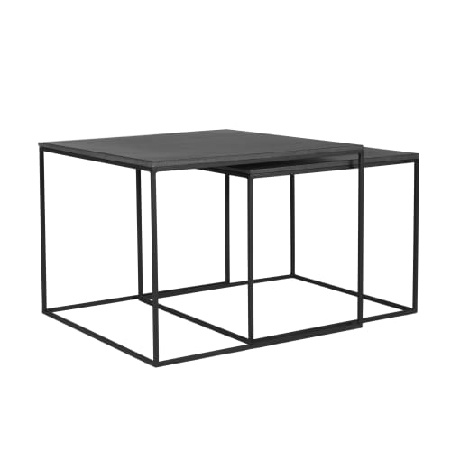 Meubles Tables basses | Table basse gigogne carrée en lavastone (lot de 2) - CJ66037