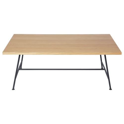 Meubles Tables basses | Table basse rectangulaire bois clair et pieds métal - QA56083