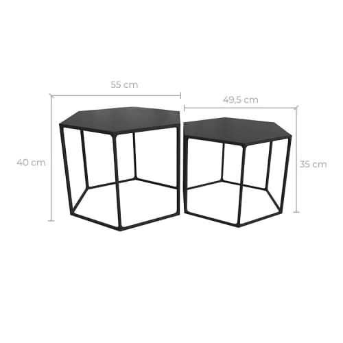 Meubles Tables basses | Tables basses hexagonales en métal noir (lot de 2) - LT42517
