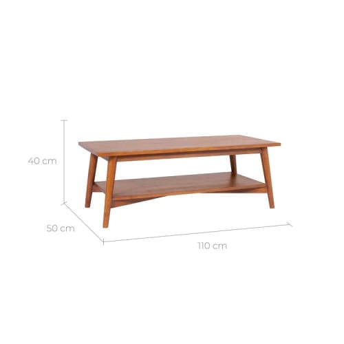 Meubles Tables basses | Table basse rectangulaire avec tablette en teck - TF86799
