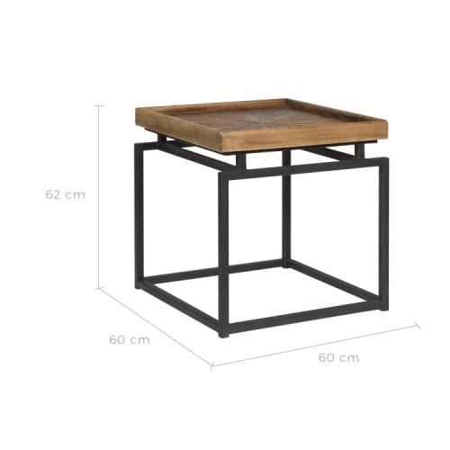 Meubles Tables basses | Table basse carrée en bois recyclé et métal - HJ50700