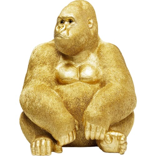 Déco Bustes et statues | Statue gorille en polyrésine dorée H76 - NZ54487