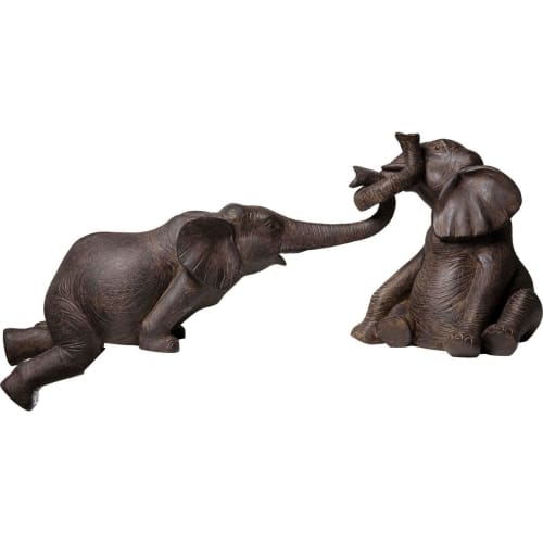 Déco Bustes et statues | Statuette éléphants en polyrésine marron (x2) - BC08274