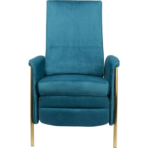Canapés et fauteuils Fauteuils | Fauteuil inclinable en velours bleu pétrole et acier doré - DC24744
