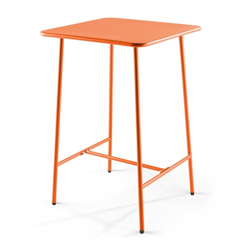 Jardin Tables de jardin | Table de bar et 2 chaises hautes en métal orange - TO36386