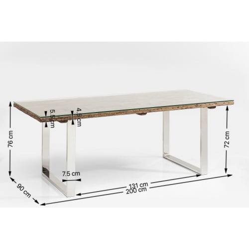 Meubles Tables à manger | Table à manger 8/10 personnes en bois, verre et acier L200 - SN16369