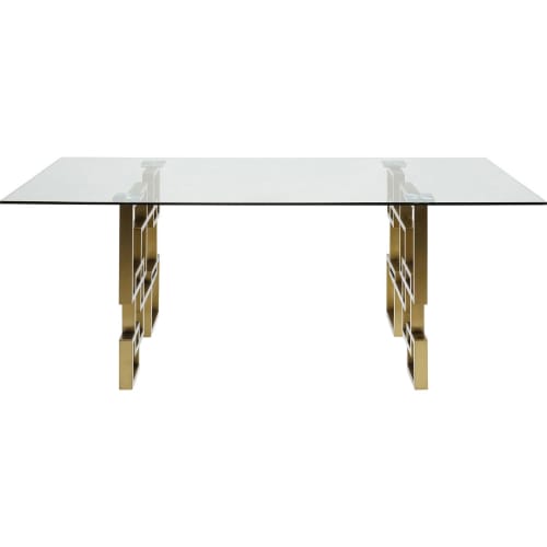 Meubles Tables à manger | Table à manger 8/10 personnes en verre et acier doré L200 - WB93038