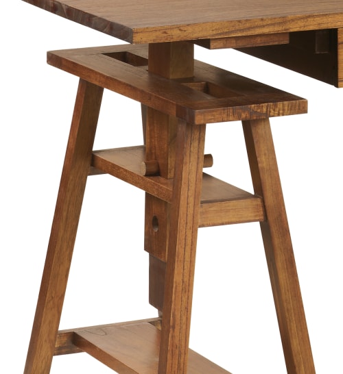 Muebles Escritorios | Escritorio de madera marrón ajustable L 152 cm - TU16892