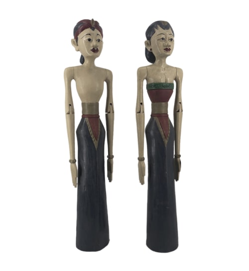 Déco Statuettes et figurines | Couple décoratif en bois bleu - QP38167