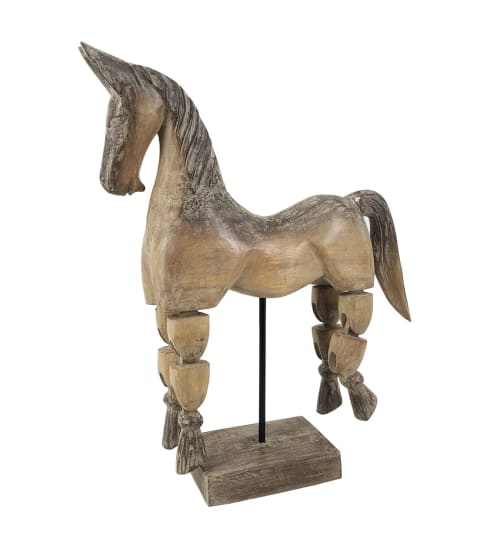 Déco Statuettes et figurines | Statuette cheval jambes articulées en bois marron - JY94790