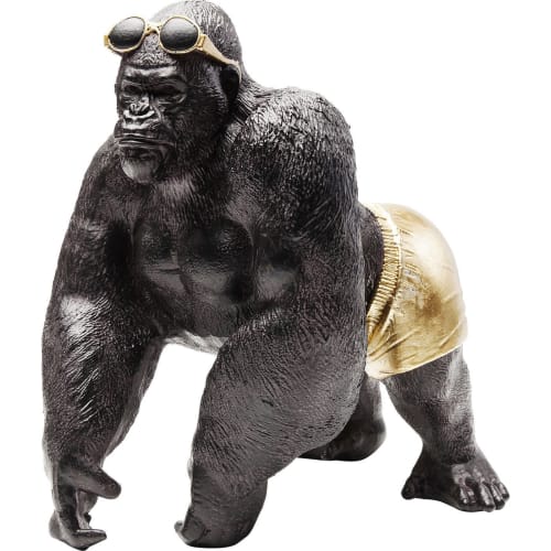 Déco Bustes et statues | Statuette gorille en polyrésine noire et dorée - DI19691
