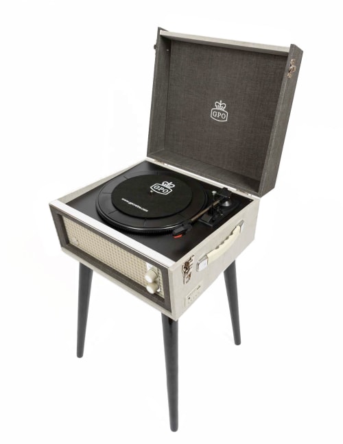 Platine vinyle sur pieds avec port USB gris BERMUDA Maisons du Monde