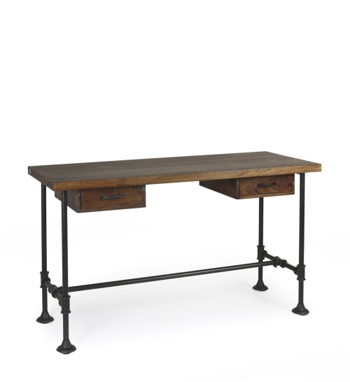 Meubles Bureaux et meubles secrétaires | Bureau en bois marron et fer noir L 135 cm - OY84773