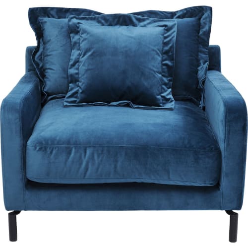 Canapés et fauteuils Fauteuils | Fauteuil en velours bleu pétrole et acier - OK74269