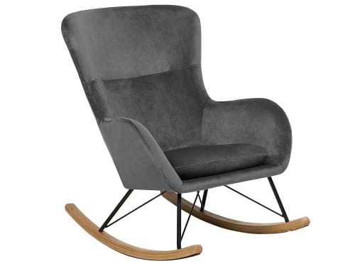 Canapés et fauteuils Fauteuils | Chaise à bascule en velours gris foncé - LQ84451