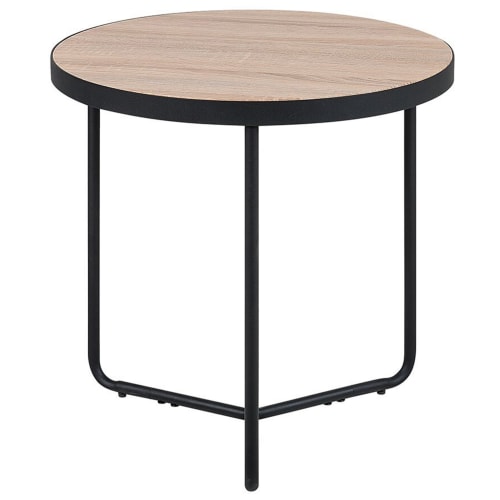 Meubles Tables basses | Lot de 3 tables basses noires avec plateau bois clair - QW98273