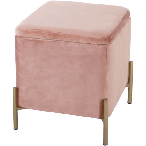 Canapés et fauteuils Poufs | Pouf en métal et velours rose pastel - PZ93778