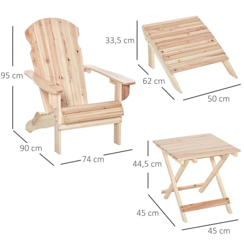 Adirondack Chaise pliable et un repose-pieds Plan-Alfresco meubles 