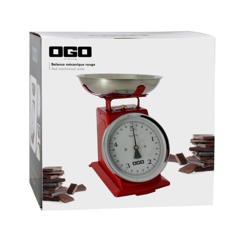 Balance de cuisine mécanique en inox rouge 5kg/20g | Maisons du Monde