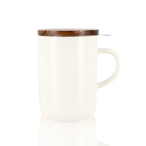 Art de la table Bols, tasses et mugs | Tisanière avec couvercle en grès et acacia 475 ml - TF61981