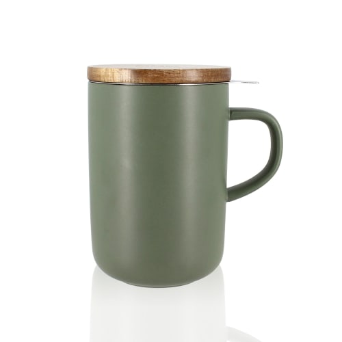 Art de la table Bols, tasses et mugs | Tisanière avec couvercle en grès et acacia 475 ml - WU56169