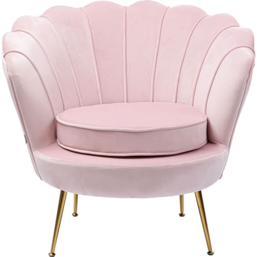 Canapés et fauteuils Fauteuils | Fauteuil en velours rose et acier doré - AD45478