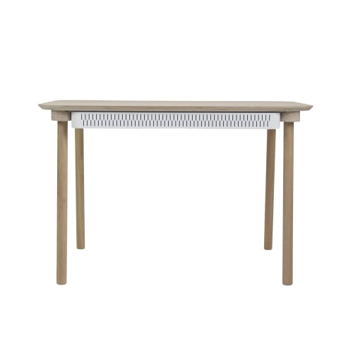 Meubles Tables à manger | Table de repas avec tiroir en chêne et métal blanc - GU48021
